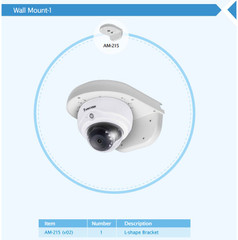 Vivotek FD9171-HT Dome IP Camera L-bracket wall mount