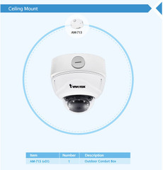 Vivotek FD9371-HTV Vandal Dome IP Camera conduit box