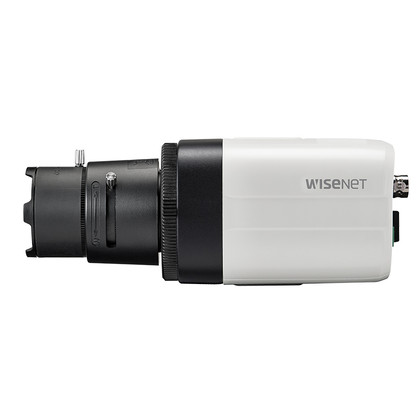 Hanwha (FKA Samsung) HCB-7000A 4MP HD CCTV Box Security Camera side view with typical lens