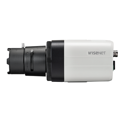 Hanwha (fka Samsung) HCB-6000 2MP 1080p HD CCTV Box Camera side  view shown with lens (lens not included)