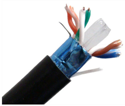 A2Z Cat6 Outdoor Shielded Direct Burial Cable, F/UTP with Drain Wire, 23AWG Solid Copper, Black
