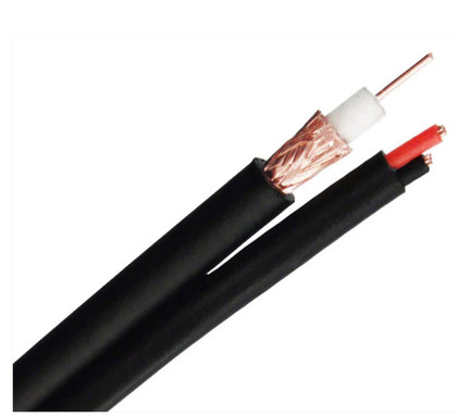 A2Z Premium CCTV RG59 Siamese Direct Burial Cable with 18/2 Power, 20AWG Solid Copper, 95% CCA Braided - Black