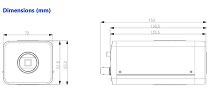 A2Z AZ-BF30 3MP HD Box IP Camera size