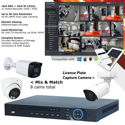 OEM D 16ch+ 8x 4k IR + White Light Cams & 1x License Plate Capture Cam CCTV AI Security Camera System  OEM D 16ch+ 8x 4k IR + White Light Cams & 1x License Plate Capture Cam CCTV AI Security Camera System