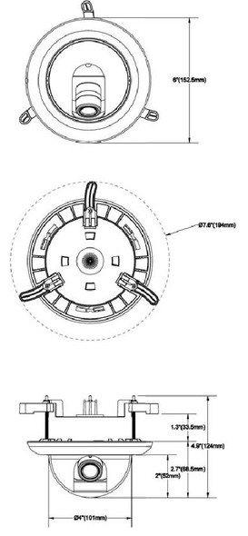 Arecont Vision D4F-AV1115DNv1-3312 dome dimensions