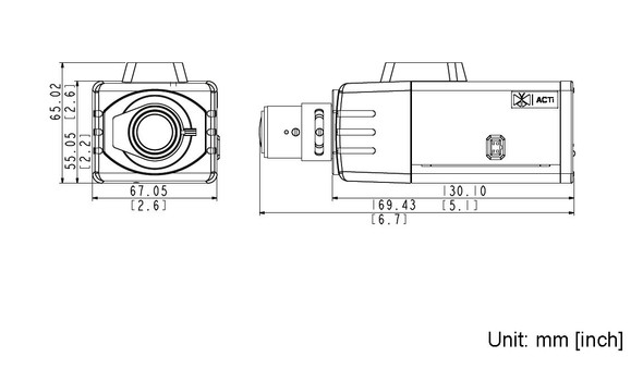 ACTi D22V 5 Megapixel Box IP Security Camera Dimensions