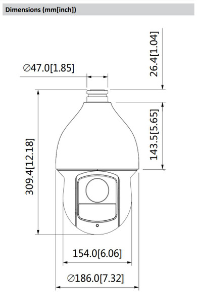 A2Z PDN59U430HI 4MP IR PTZ Dimensions