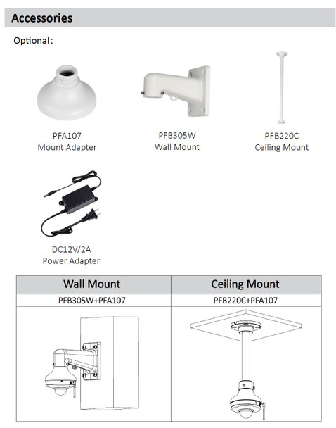 A2Z PDN1AT203G Mini Dome PTZ  Optional Mounting