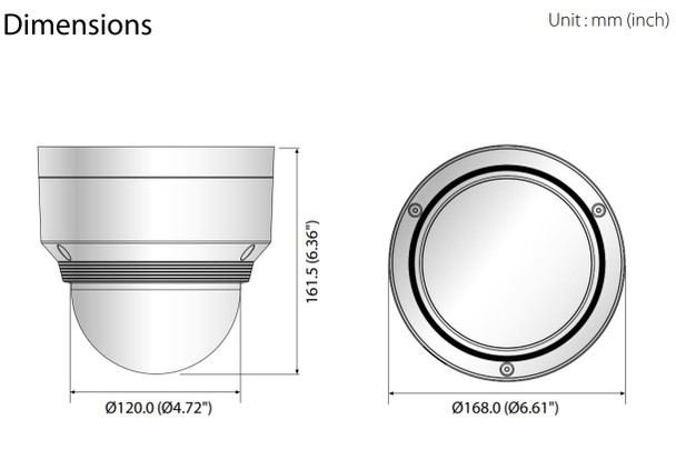 Hanwha XNP-6120H PTZ dimensions