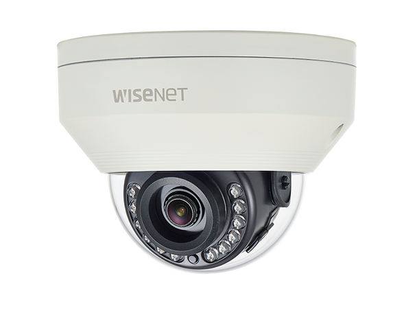 Hanwha (FKA Samsung) HCV-7030RA 4MP CCTV Outdoor Vandal IR Dome Camera front side view Hanwha (FKA Samsung) HCV-7030RA 4MP CCTV Outdoor Vandal IR Dome Camera front side view