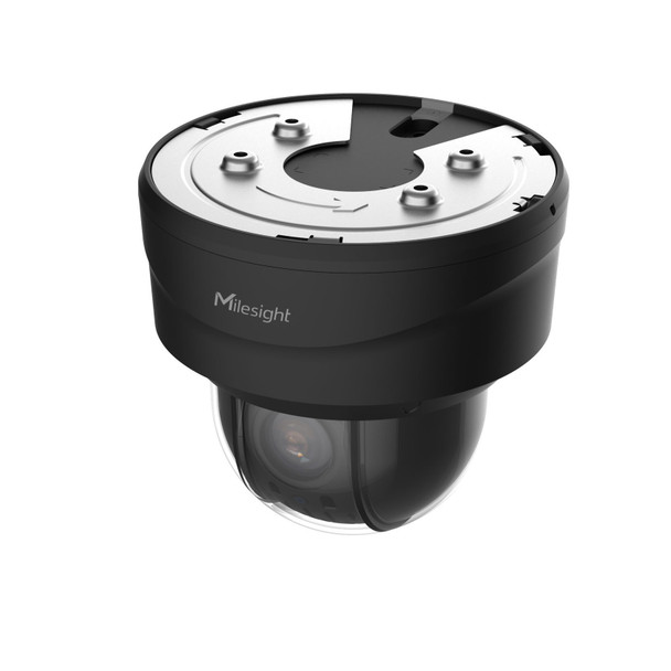 Milesight MS-C2971-X12TPE 2MP AI 12x IR Vandal Dome PTZ IP Camera  black housing above 2 showing surface mount