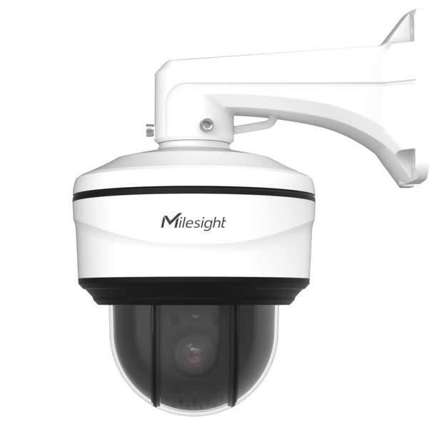 Milesight MS-C2971-X12TPE 2MP AI 12x IR Vandal Dome PTZ IP Camera white housing side optional wall mount  side