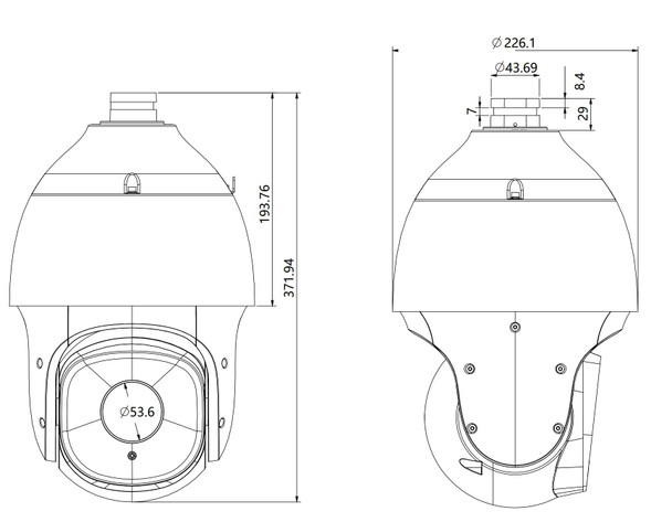 Tiandy TC-H326S Spec-25XIEC 1080p 25x 150m IR PTZ IP Security Camera diagram