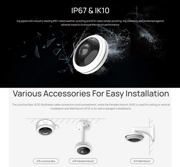 Milesight MS-C9674-PA 12MP A.I. 360° Fisheye Panoramic IP Camera Weatherproof - Vandal Proof and Optional Mounts Milesight MS-C9674-PA 12MP A.I. 360° Fisheye Panoramic IP Camera Weatherproof - Vandal Proof and Optional Mounts