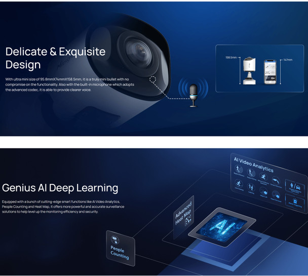 Milesight MS-C5365-PE 5MP A.I. 180° Panoramic IR Bullet IP Camera smart design added Artificial Intelligence poster