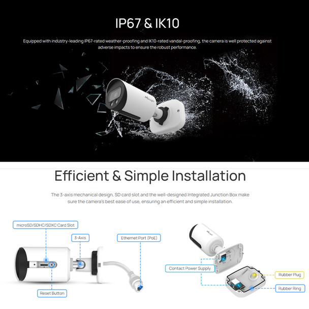 Milesight MS-C5364-UPD A.I. 5MP Mini Vandal 24hr Color Bullet IP Camera  IK10 IP67 Junction POSTER