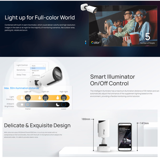 Milesight MS-C8164-UPD A.I. 4K Mini Vandal Color Bullet IP Camera - COLOR - White Light - Compact Size POSTER