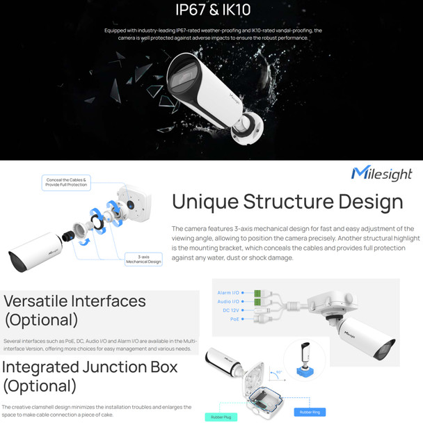 Milesight MS-C8164-FIPE 4K A.I. IR Bullet IP Security Camera IK10 IP67 Build Poster