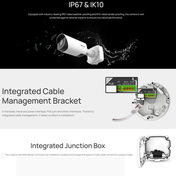 Milesight MS-C4466-RFPE 4MP / 2K A.I. Pro+ 5x IR Bullet IP Camera POSTER  IK10 IP67 - Junction Box