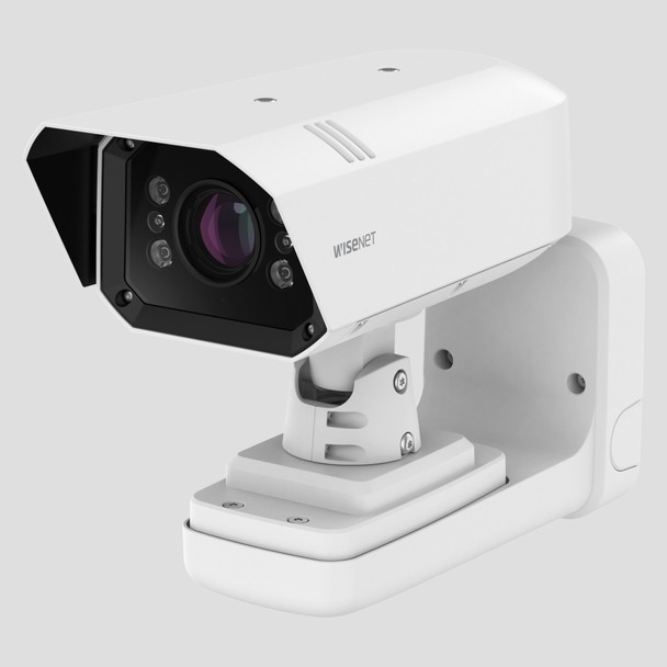 Hanwha TNO-7180RLP 3MP High-speed Road AI LPR IR Bullet IP Camera  with optional 
 wall mount example mounting accessory Hanwha TNO-7180RLP 3MP High-speed Road AI LPR IR Bullet IP Camera  with optional 
 wall mount example mounting accessory