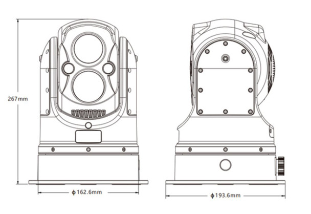A2Z MOD-T6 Vehicle Tactical Dual Spectrum PTZ Surveillance Camera - diagram - mm