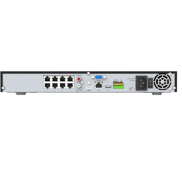 Milesight MS-N5008-PE 8CH 4K PoE NDAA NVR rear Milesight MS-N5008-PE 8CH 4K PoE NDAA NVR rear