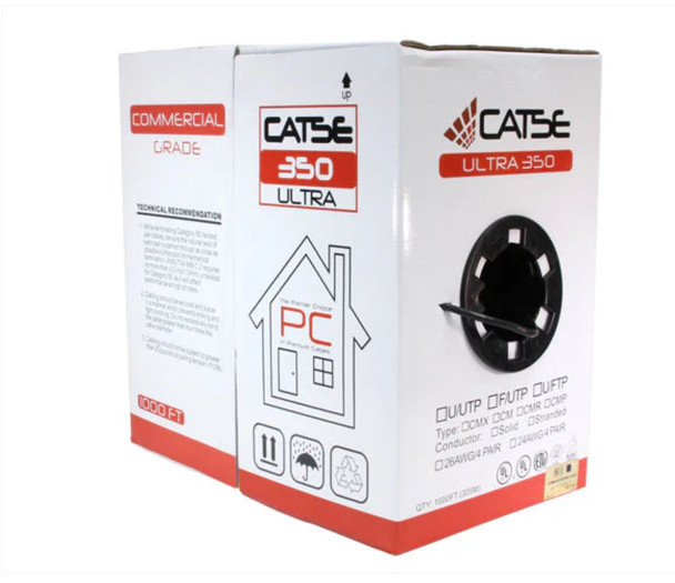 A2Z Premium Cat5e Riser Rated Bulk Ethernet Cable, 24AWG Solid Copper, 1000ft Pull Box Front side