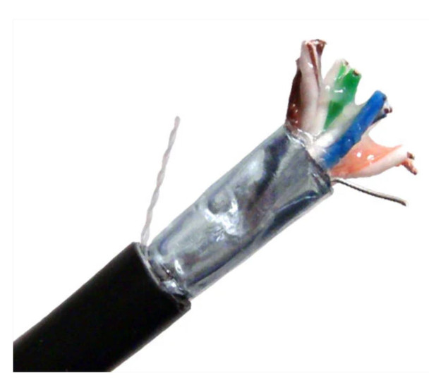 A2Z AZP-C5CMXFS2279BK – Cat5e Outdoor Shielded Direct Burial Cable, Flooded Core, 24AWG Solid Copper - Black Jacket