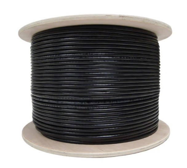 AZP-C5CMXSM3203 – Cat5e Outdoor Shielded Cable with Messenger, Drain Wire, 24AWG Solid Copper, 1000ft Wooden Spool