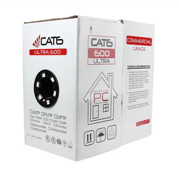 AZP-C6CMX2043BK – Cat6 Outdoor CMX Cable, 23AWG Solid Copper, UV/Direct Burial Jacket, 1000ft Pull Box 2