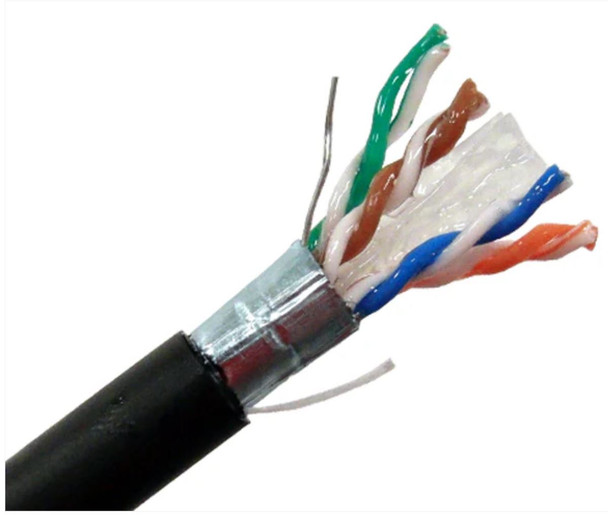 A2Z Premium Cat6 Outdoor Shielded Direct Burial Cable, Flooded Core, 23AWG Solid Copper, UV/LDPE Jacket, Black