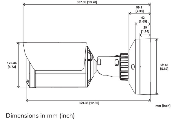 Bosch IQsight DINION Thermal IP Camera 8100i QVGA series dimensions