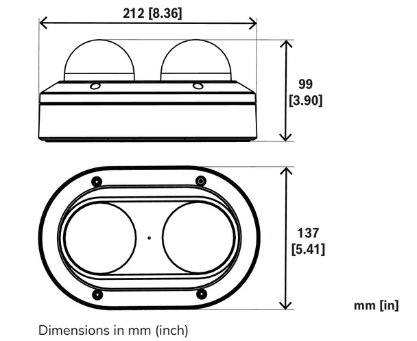 Bosch IQsight FLEXIDOME 7100i 2x5MP Dual-Directional IR IP Dome Camera dimensions
