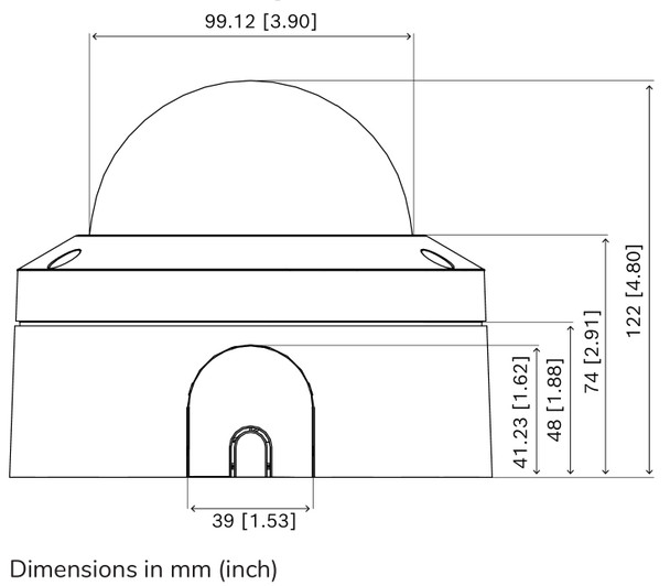 Bosch IQsight FLEXIDOME 5100i 2MP HDR Outdoor IR Dome IP Camera dimensions