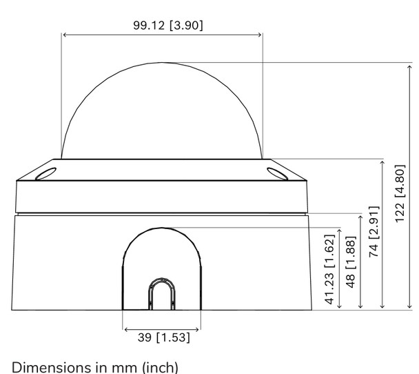 Bosch IQsight FLEXIDOME Outdoor 5100i 2MP HDR Dome IP Camera dimensions