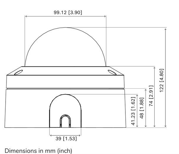 Bosch IQsight FLEXIDOME Indoor 5100i 2MP HDR Indoor Dome IP Camera dimensions