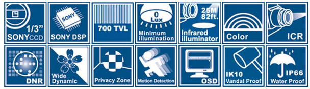 Messoa SDR437-HN5 Vandal Proof IR Dome Security Camera 700TVL