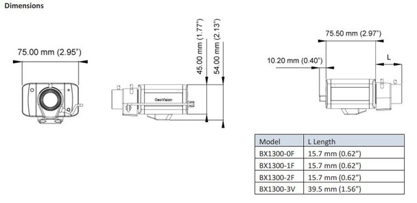 Geovision GV-BX1300 dimensions