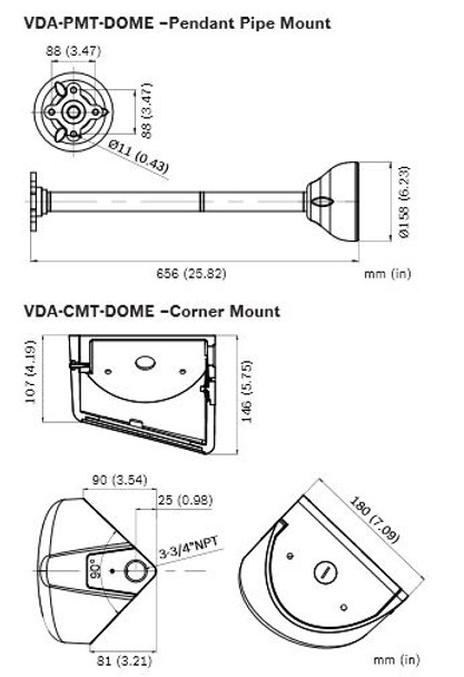 Bosch NIN-832-V03IP FlexiDome Vandal HD mounting options 2