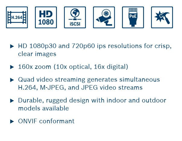 Bosch VJR-F801 Series AutoDome Junior HD Dome Key Features: