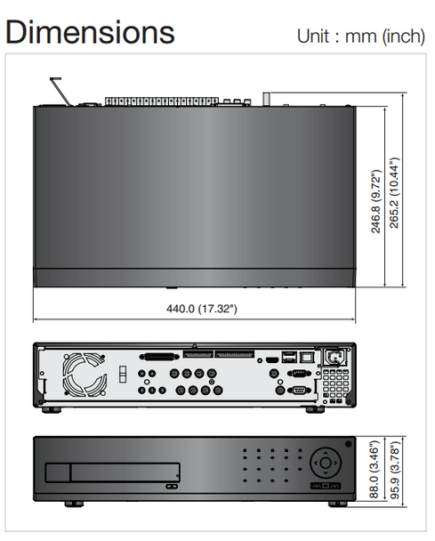 Samsung SRD-873D 960H DVR size