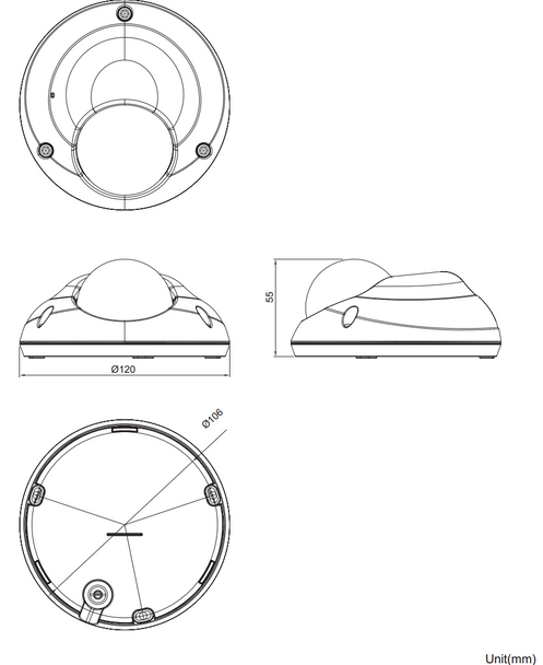 KT&C KPC-LND45NU Mini IR Vandal Dome Security Camera 750TVL