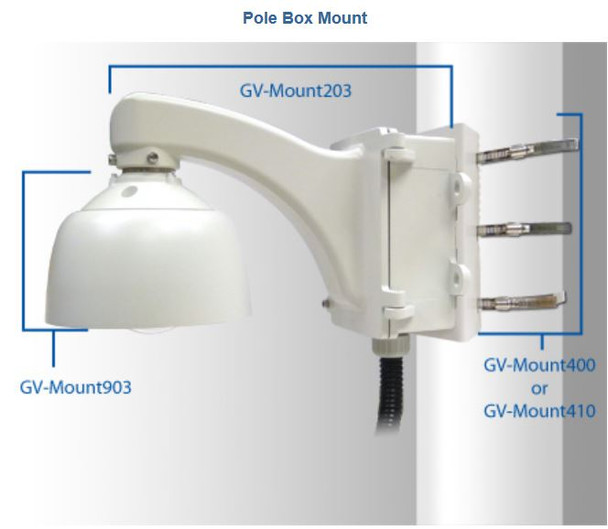 Geovision Pendant Wall Mount with Back Box and Pole Mount Adapter
