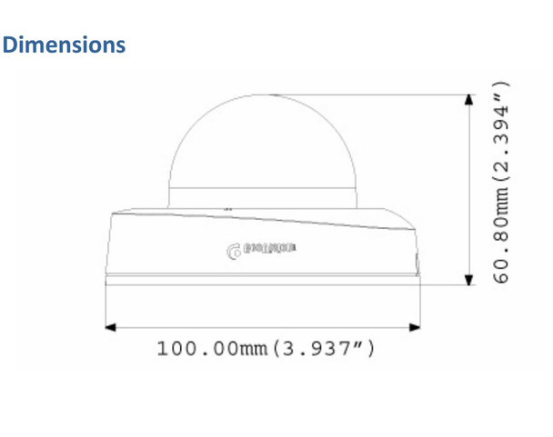 Geovision GV-EFD1100 Mini Dome Camera Dimensions