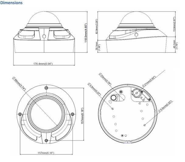 Geovision GV-VD2430 dome dimensions