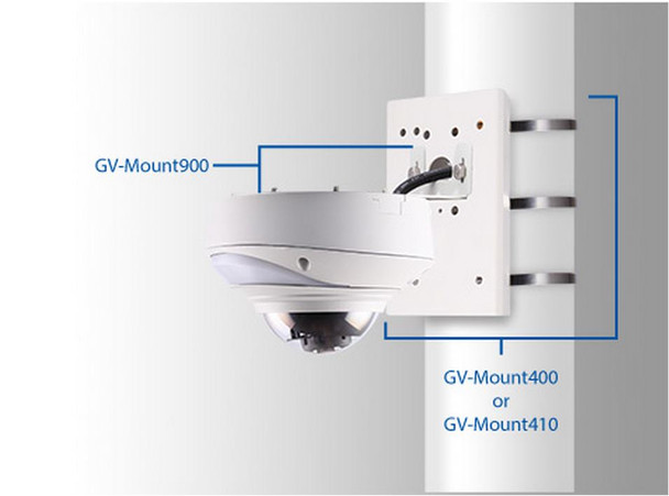 Geovision Vandal Dome Wall L-Bracket with Pole Mount Adapter