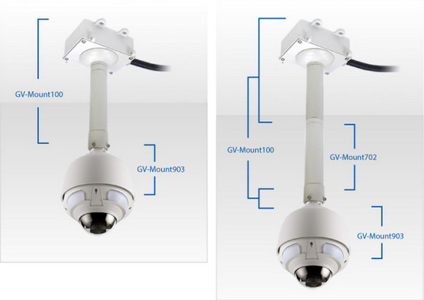Geovision Vandal Dome with Ceiling Mount Straight Tube Pendant Mount with Box