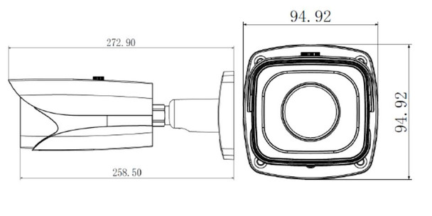 Dahua OEM IPC-HFW5421E-Z IR Bullet Camera Dimensions
