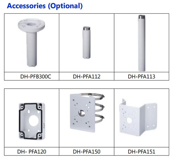 Dahua OEM SD6AE230F PTZ IP Camera optional accessories