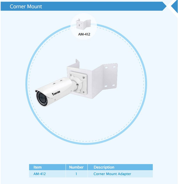 Vivotek IB9381-HT Bullet IP Camera corner bracket